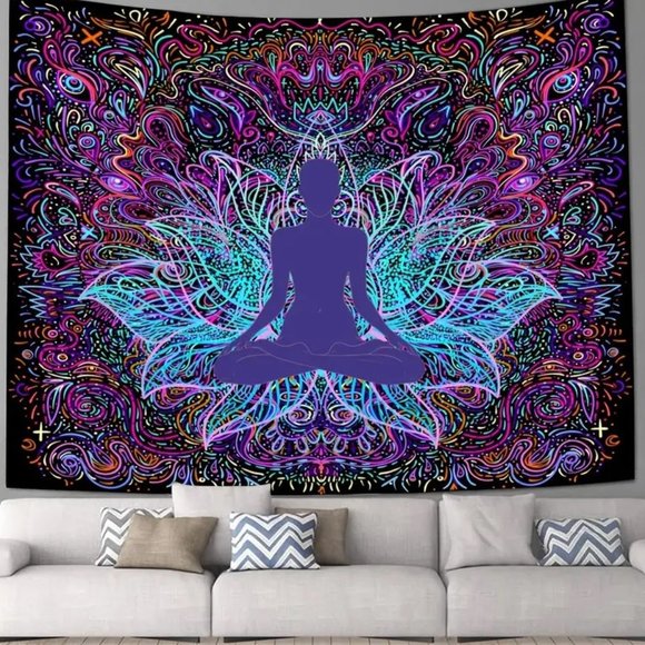 Other - Tapestry  - Lotus Flower Yoga Wall Hanging w/Hardware for Hanging
